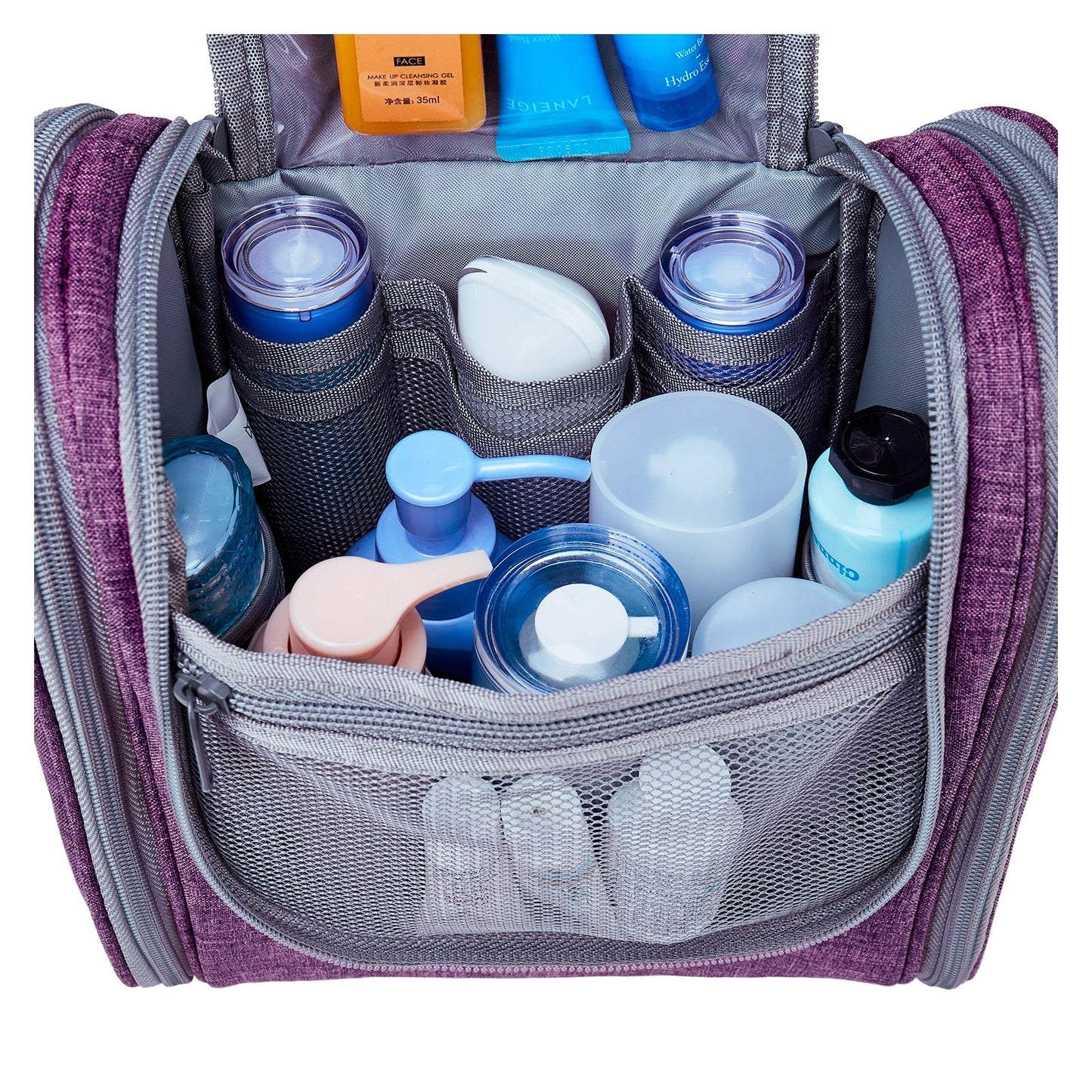 Narwey Hanging Toiletry Bag Women Travel Makeup Bag Organizer Toiletries Bag for Travel Size Essentials Accessories Cosmetics (Medium, Dark Purple)