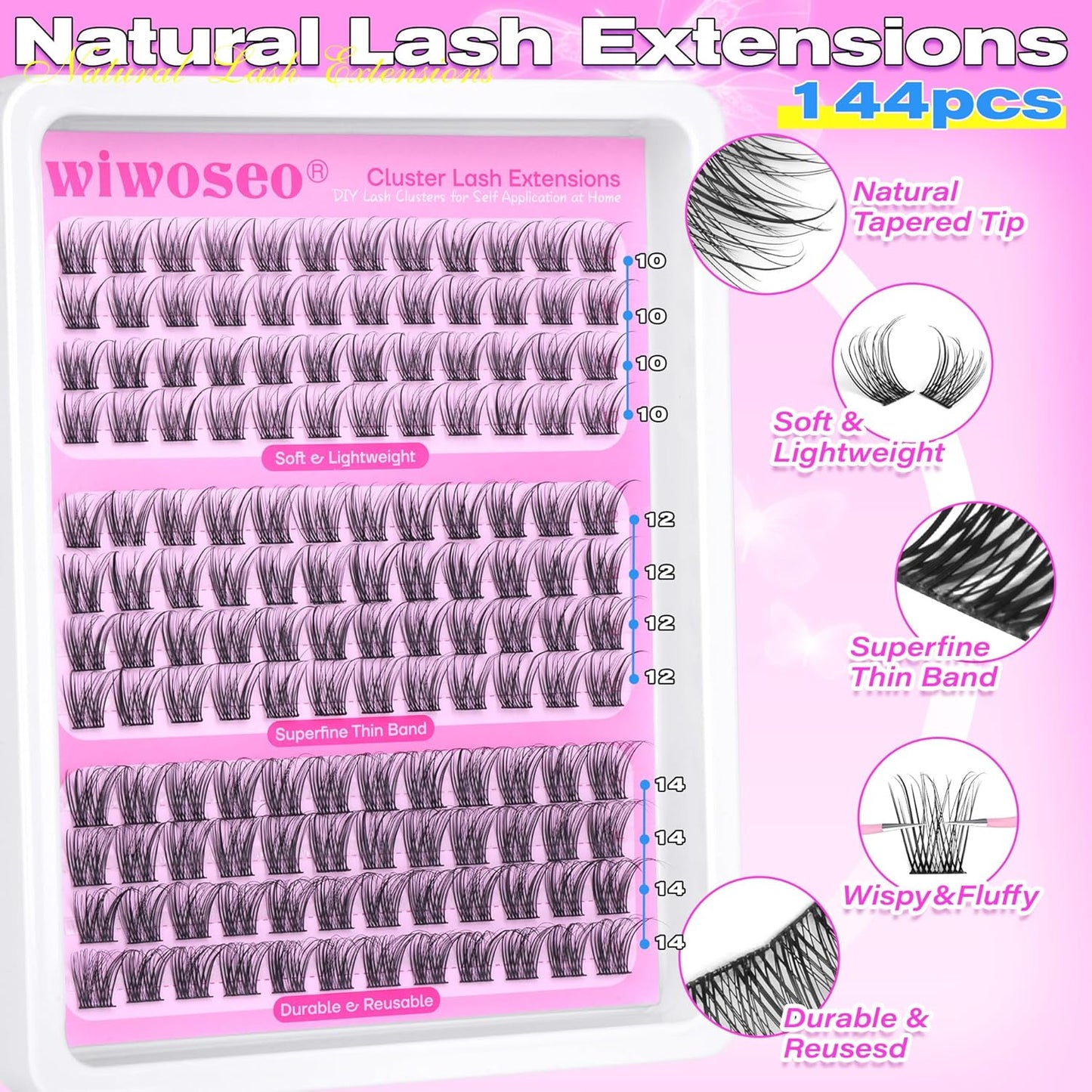 Manga Eyelash Clusters - Natural Look Anime Lash Extensions (8-16MM) for Beginners