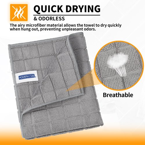 HOMERHYME Hand Towels for Bathroom, 24 Pack 25''*15'' Microfiber Grey Bath Hand Towels, Quick Dry Lint Free Soft Absorbent Bulk Washcloths Decorative Fingertip Towels for Hotel Travel Kitchen