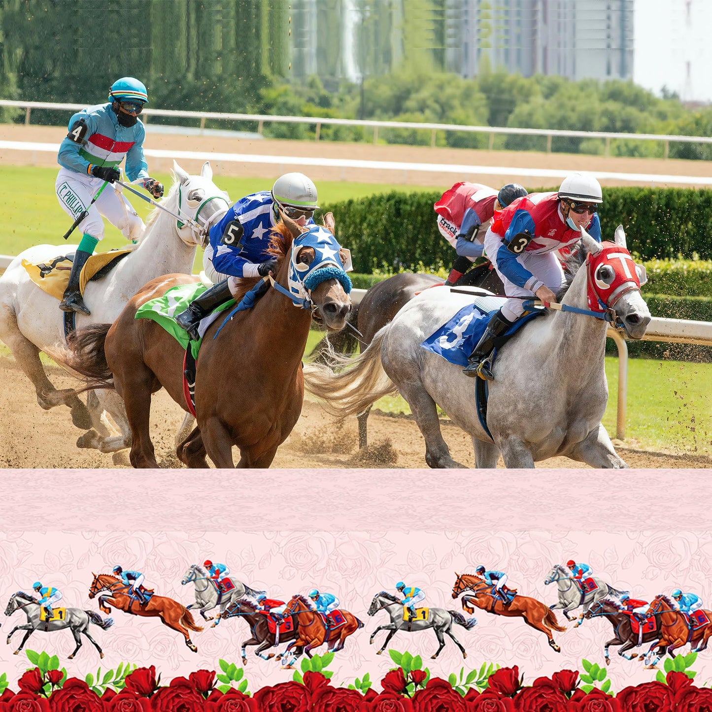 Kentucky Derby Tablecloth Run for The Roses Disposable Plastic Table Covers Horse Racing Party Tablecloths for Home Kitchen Dinning Tableware Supplies (4)