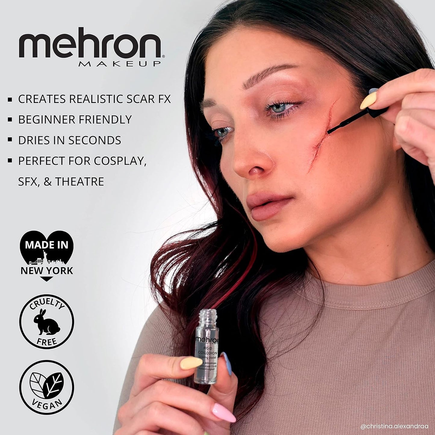 Mehron Rigid Collodion Scarring Liquid with Brush - SFX Scar Makeup 0.125 oz