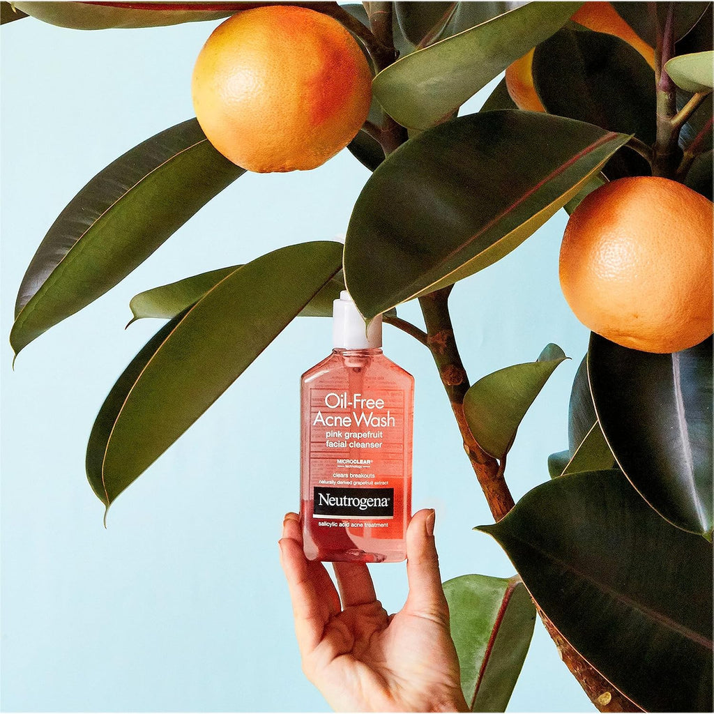 Neutrogena Oil-Free Salicylic Acid Pink Grapefruit Pore Cleansing Acne Wash and Facial Cleanser with Vitamin C, 9.1 fl. oz