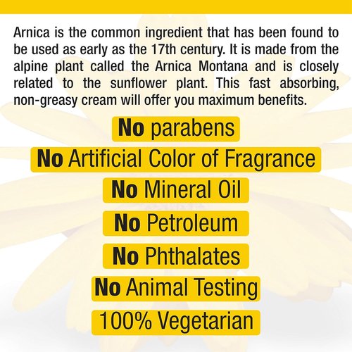 Arnica Cream Natural, Soothing, Non Greasy and Unscented Pain Relief Cream, 4 oz (Pack of 1)