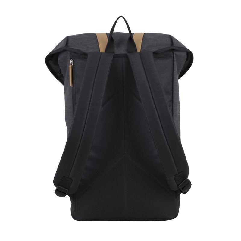 Unisex Top Loading Dual Buckle Backpack with Water-Resistant Polyester - Dark Gray