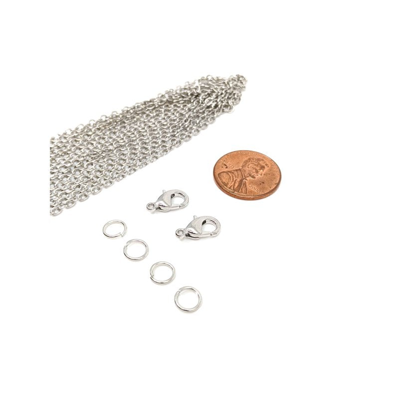 Jewelry Making Silver Metal Oval Cable Chain 100 Inches - 3 Pack
