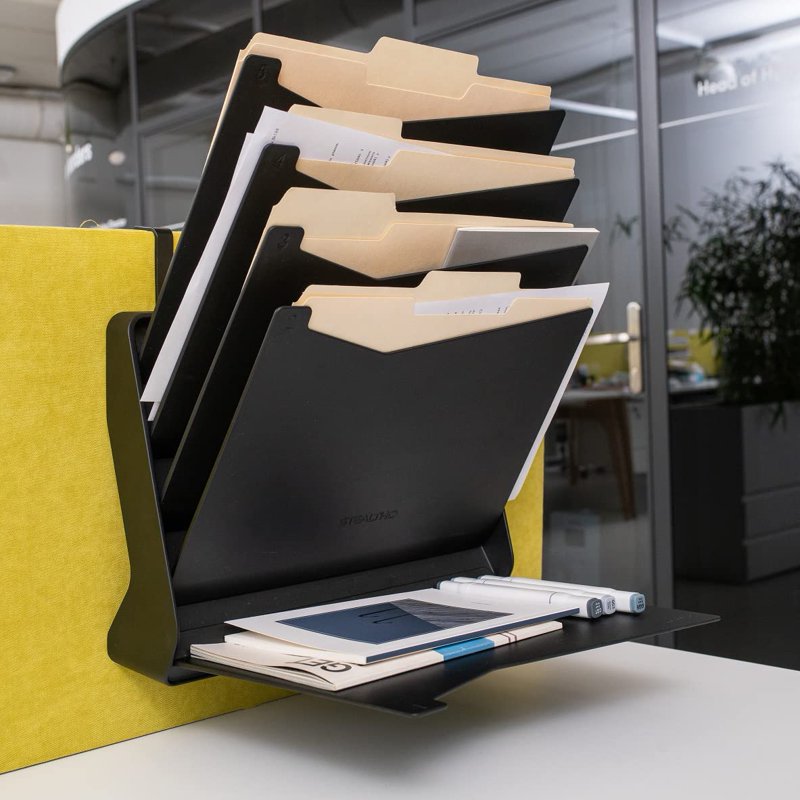 Wall & Desk File Organizer with 5 Trays - Black Office Storage Solution