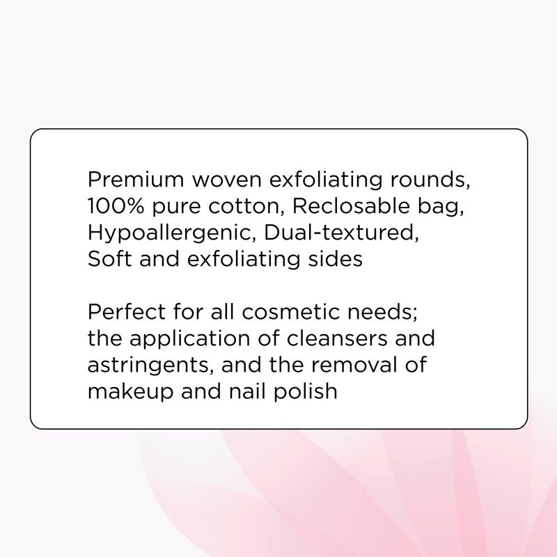 Exfoliating Cotton Rounds 80 Count - Gentle Dual-Textured Facial Cleansing Pads