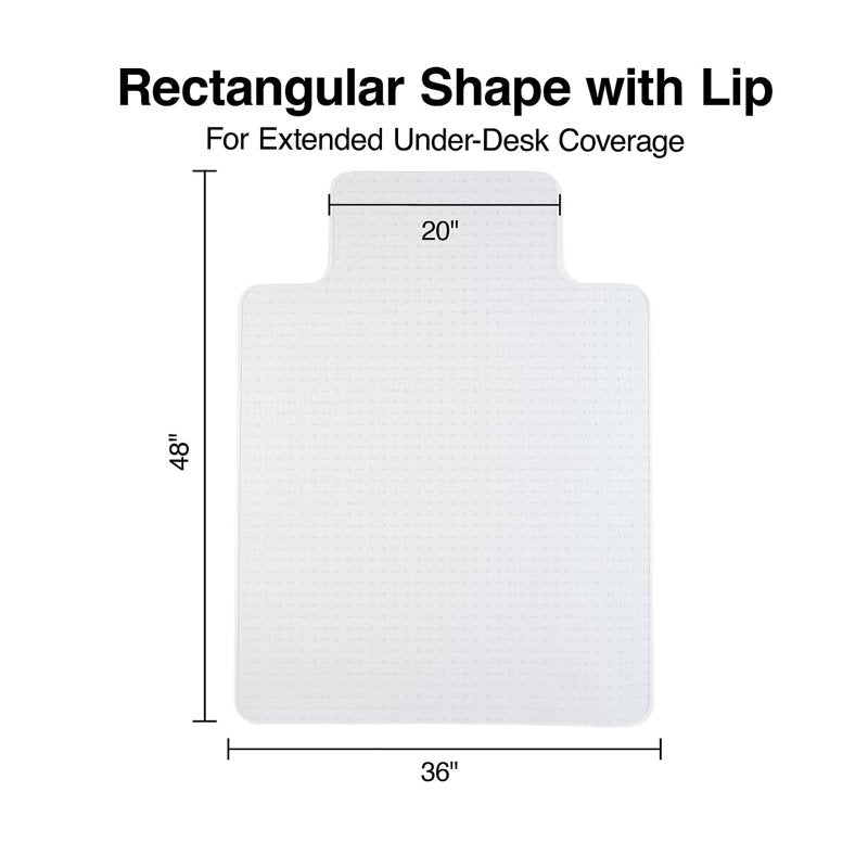 Staples Clear Chair Mat with Lip for Flat-Pile Carpets, 35.5 x 47.5 in