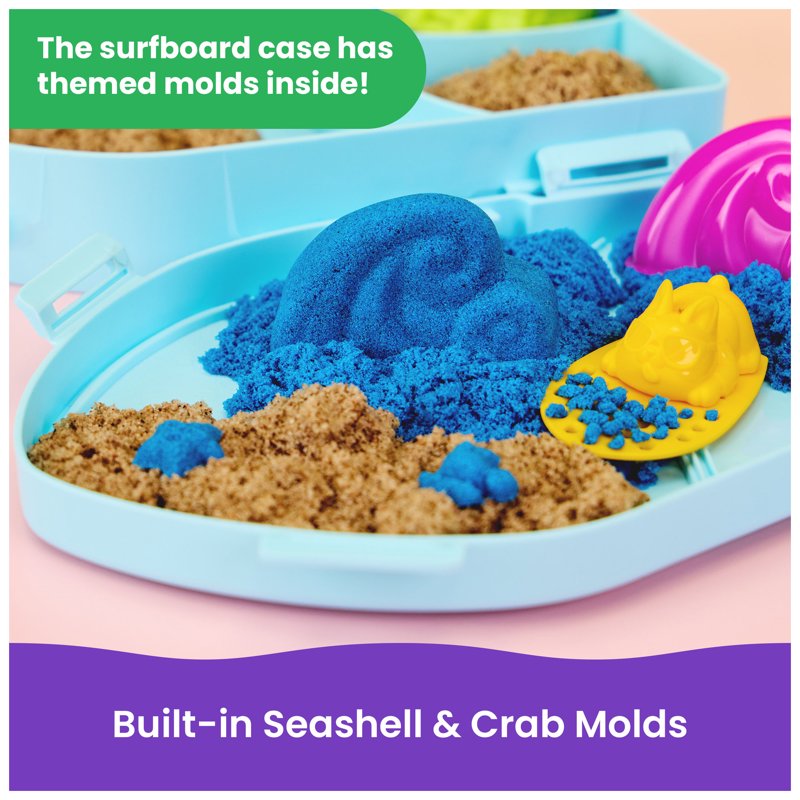 Kids Beach Sand Playset with 10 oz Kinetic Sand & Molds - Surf & Shore Fun