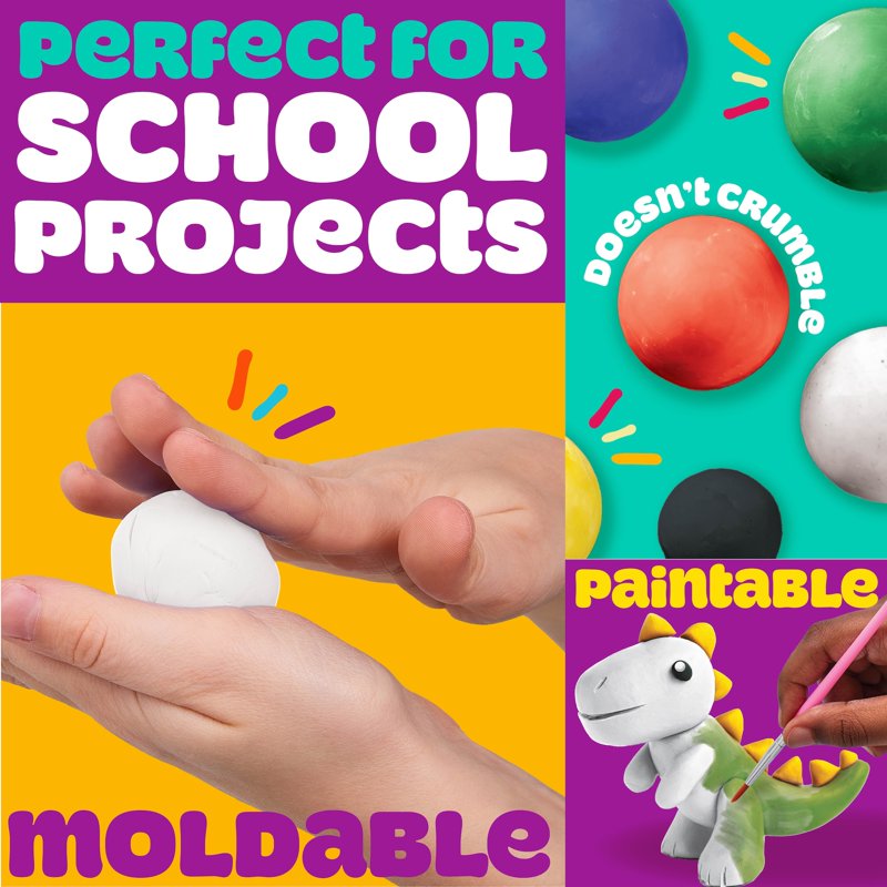 Multicolored Air-Dry Clay 6-Pack for Arts & Crafts, Sculpting & Kids' Play