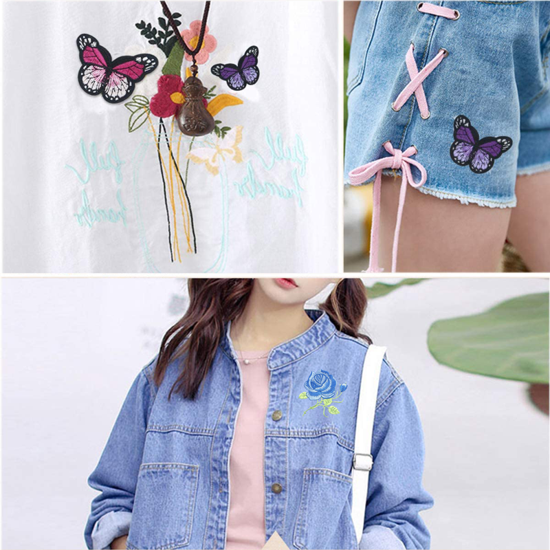 23-Piece Flower Embroidered Iron-On & Sew-On Patches for Clothing DIY