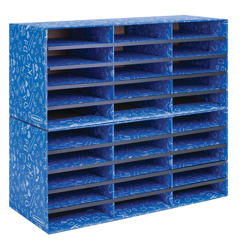 Classroom Literature Organizer with 30 Compartments - Blue, 28.5 x 12.375 Inches