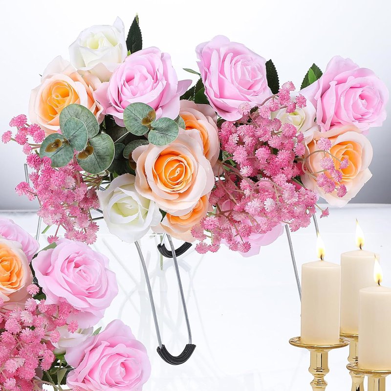 Headstone Flower Saddles with Foam - 12-inch Metal Grave Wreath Holders for Cemetery Decoration