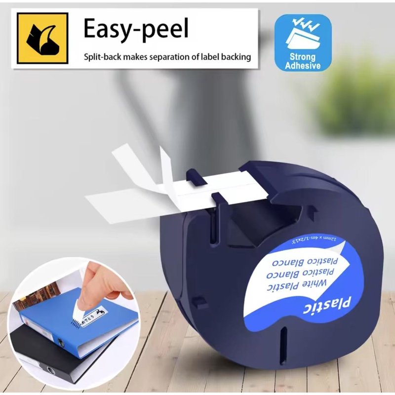 5-Pack Compatible Dymo Label Tape Refills 12mm x 4m for LetraTag Handheld Label Makers
