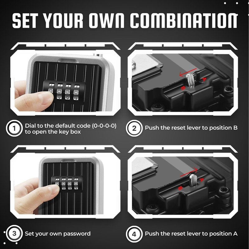 Portable 4-Digit Key Lock Box - Weather-Resistant Outdoor Security Safe