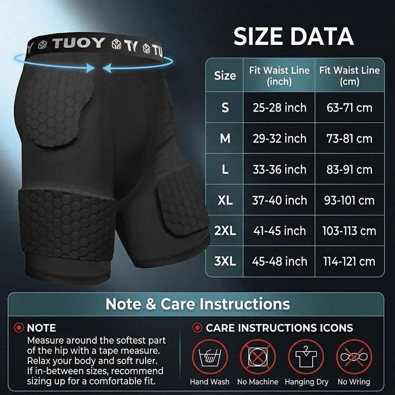 Men's Padded Compression Shorts for Football and Baseball - Impact-Absorbing Girdle