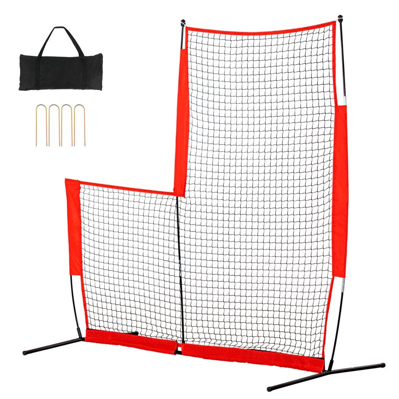 Portable Baseball & Softball Safety Net with Carrying Case - 7x7 ft Pitching Screen