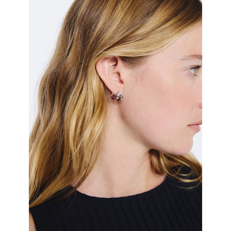 Silver-Plated Square Hoop Earrings Set for Women - 2 Pairs