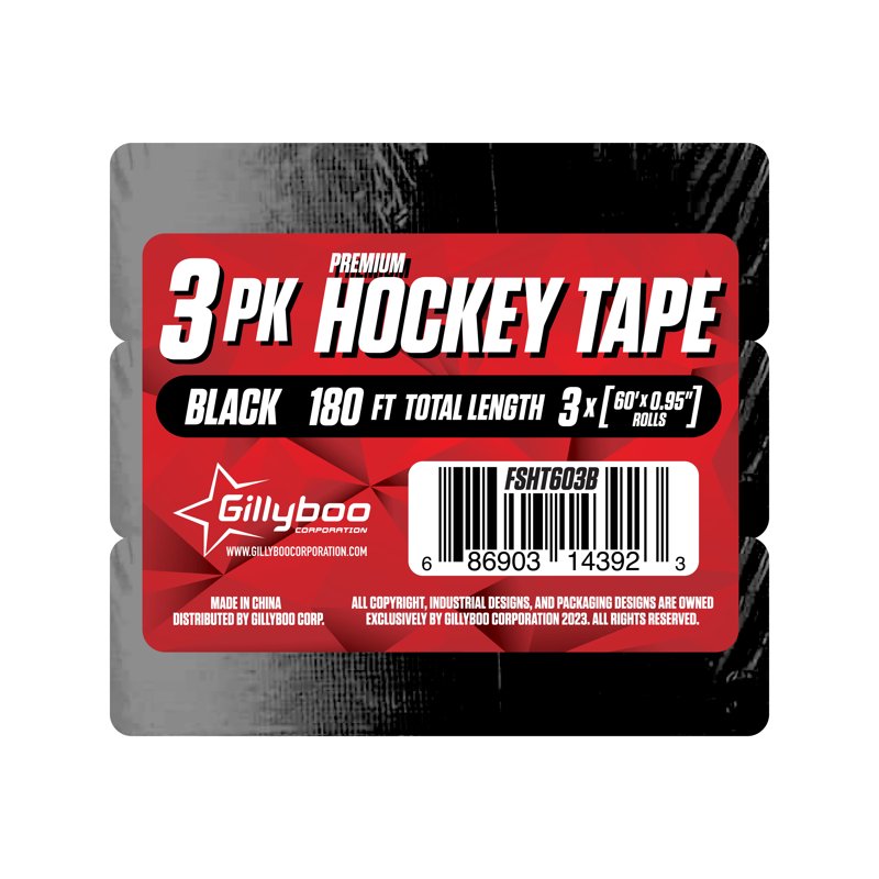 Premium Hockey Tape Set - 3 Rolls of 60ft Black Tape for Ice & Street Hockey