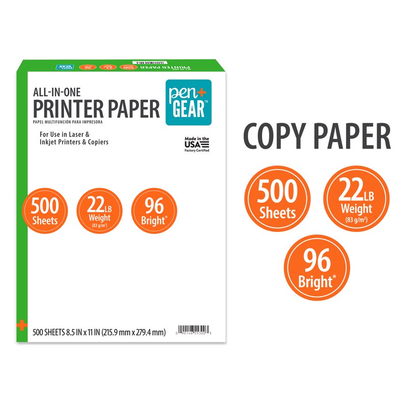 All-in-One Printer Paper 8.5 x 11 White 96 Bright 22 lb 500 Sheets