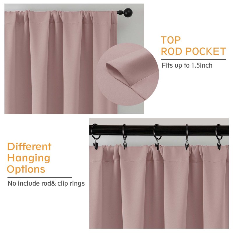 Extra Long Blackout Curtain Panels - Thermal Insulated Noise Reducing Room Darkening Drapes for Living Room & Bedroom