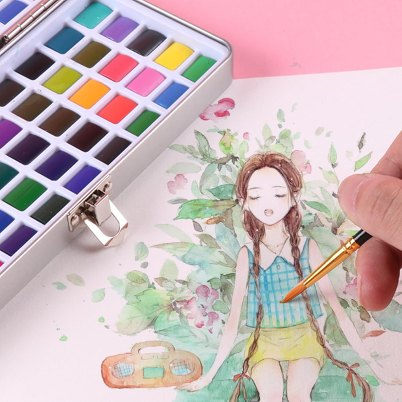 Watercolor Paint Set with 50 Colors & Brushes - Portable Art Kit for Beginners & Professionals