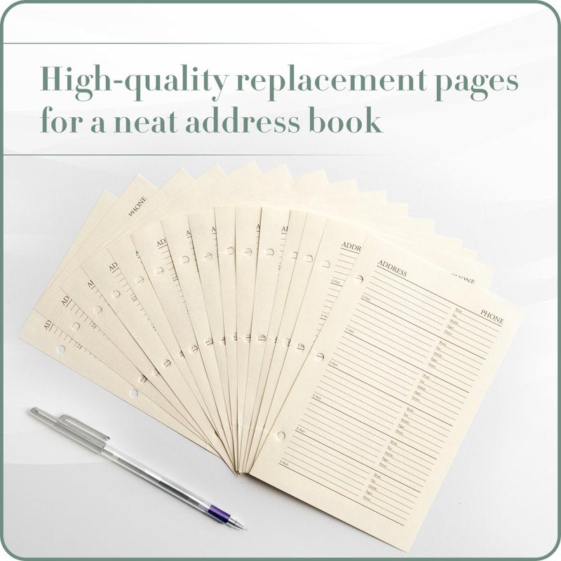 Address Book Refill Pages 5.5x8 Inches - 30 Pages for Contact Storage