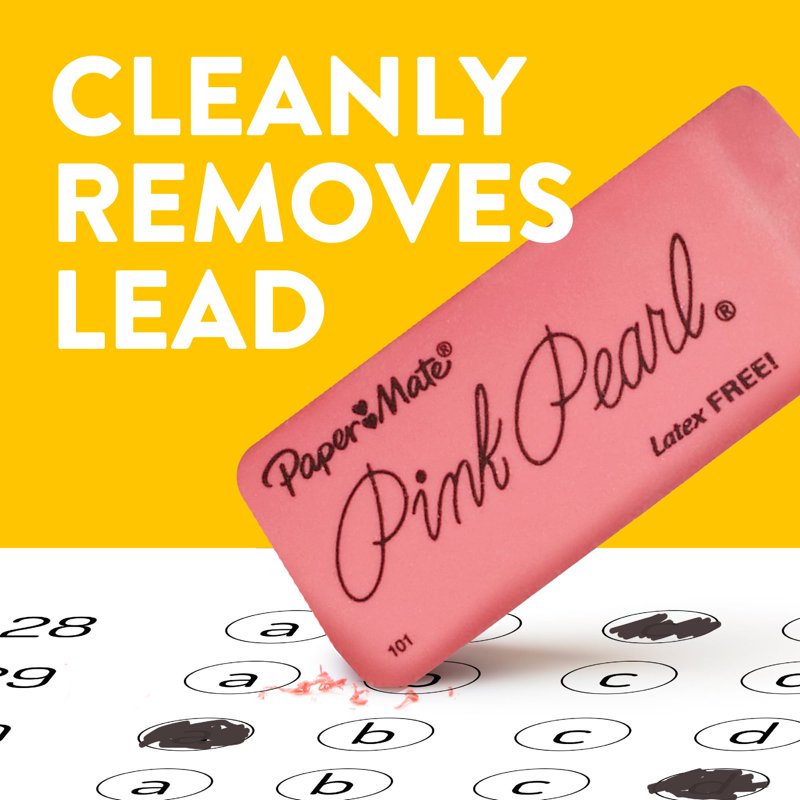 Large Pink Pearl Erasers - Pack of 12, Smudge-Resistant Office Supplies