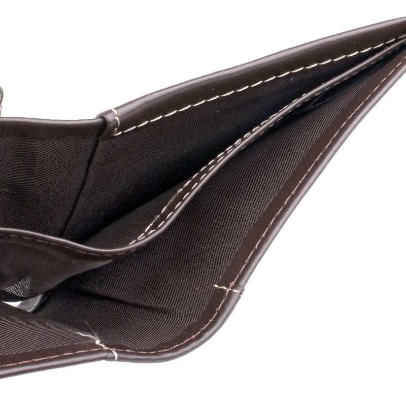 Men's Leather Wallet with Multiple Card Slots and ID Windows - Brown