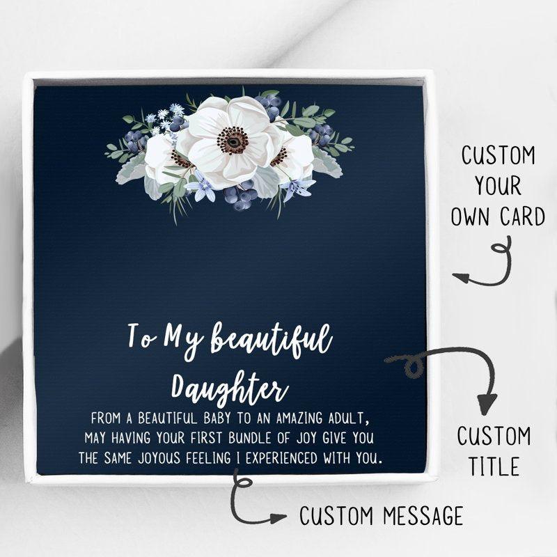 Personalized Mom Necklace Cube Pendant with Card - Mother's Day Gift for Women