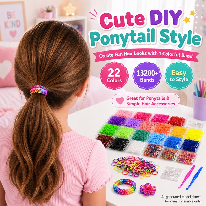 Rubber Band Bracelet Making Kit with Loom for Arts & Crafts - 22 Colors, 13200+ Pcs