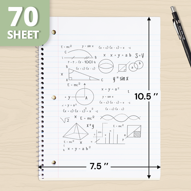 Wide Ruled Spiral Notebook Set 20 Pack 8x10.5 Inches Assorted Colors Durable Cover