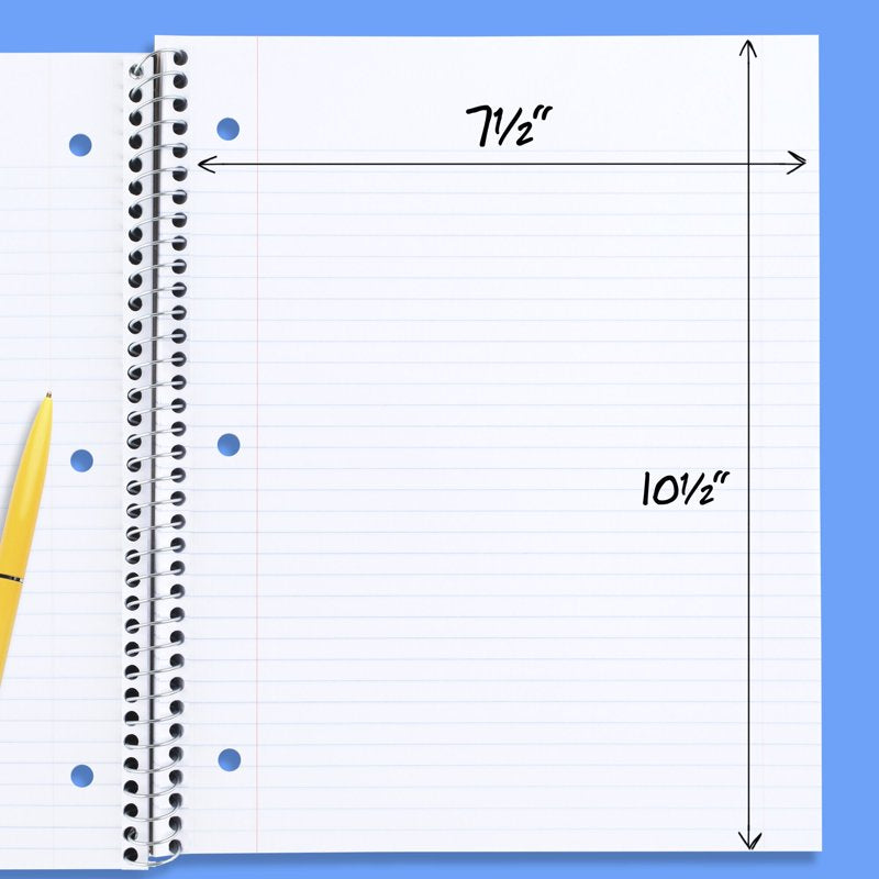 Spiral Notebook 1 Subject College Ruled 8 x 10.5 Inch 70 Sheets Pack of 6