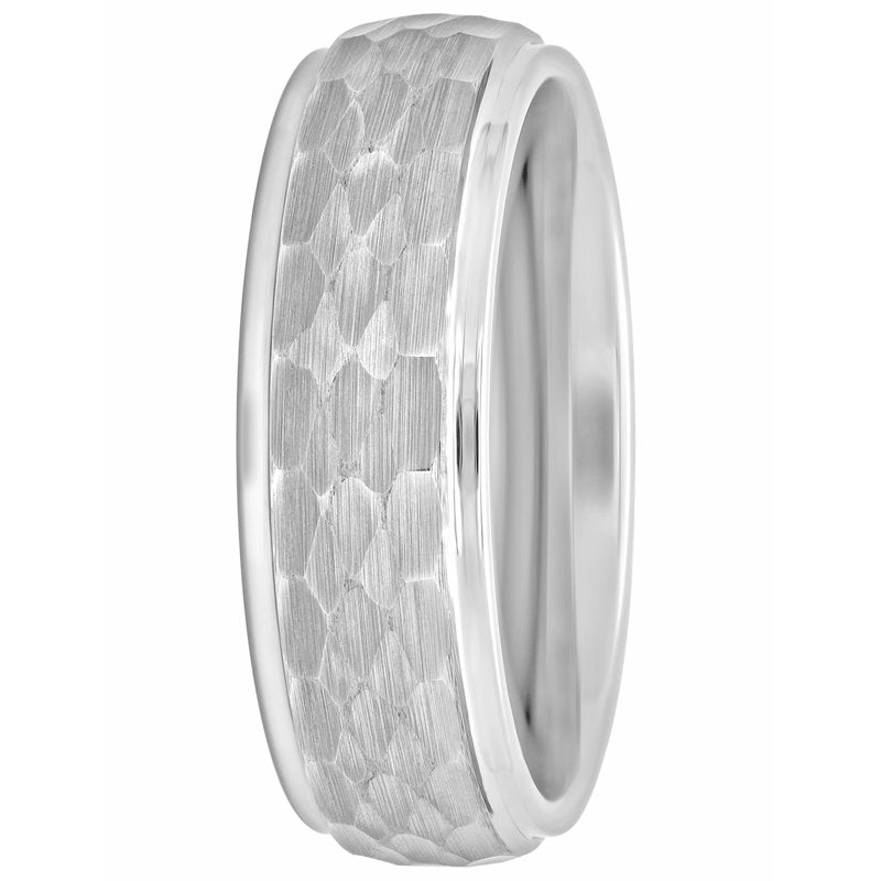 Men's Tungsten Hammered Finish Wedding Band - 8MM Wide Mens Ring