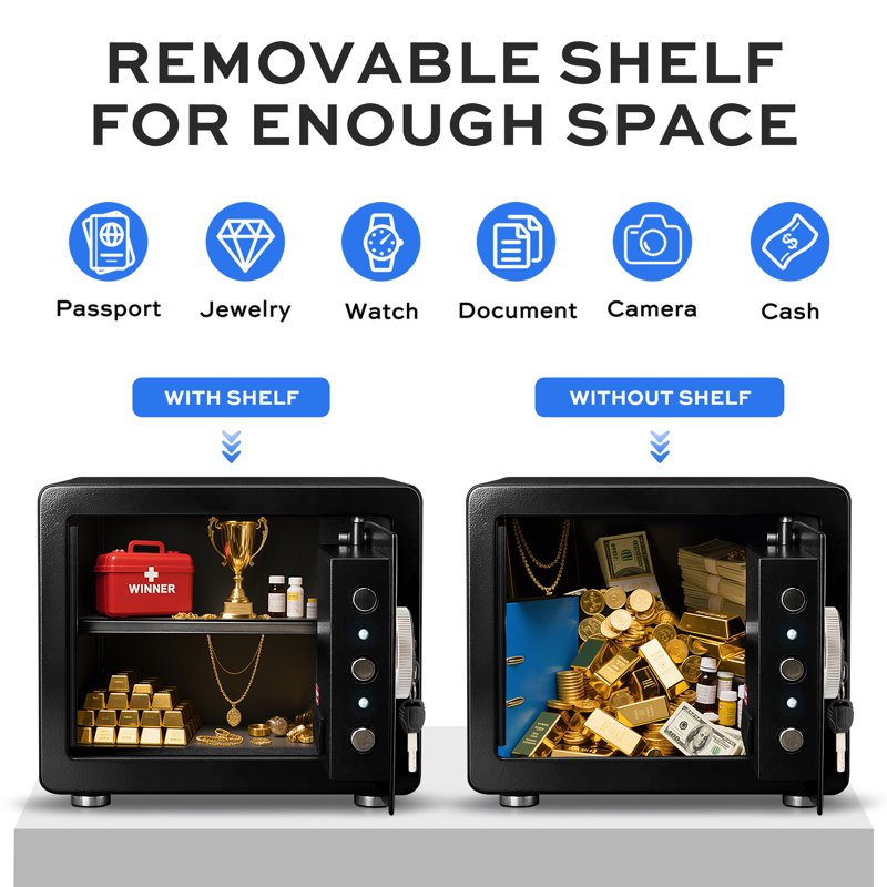 Large Fireproof Waterproof Safe Box with Digital Keypad - 2.5 Cu Ft Home & Office Security
