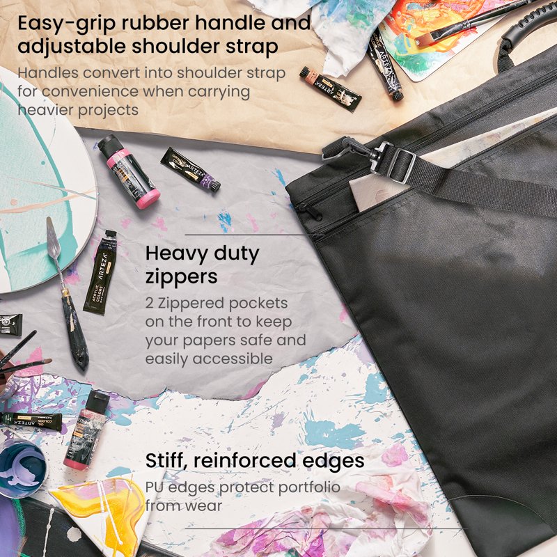 24x36 Inch Art Portfolio Case for Artists, Lightweight Black Storage Bag