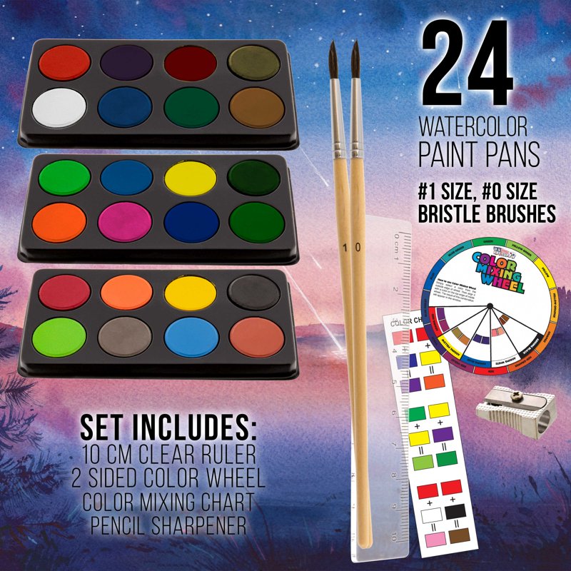 Complete 162-Piece Art & Drawing Set with Watercolors, Pastels, Pencils & Brushes