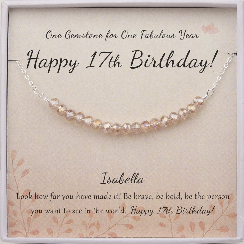 Personalized 17th Birthday Necklace - Sterling Silver Beads Gift for Girls