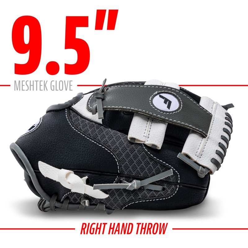 Kids Teeball Glove and Ball Set - Lightweight Mesh Construction, 9.5 Inch
