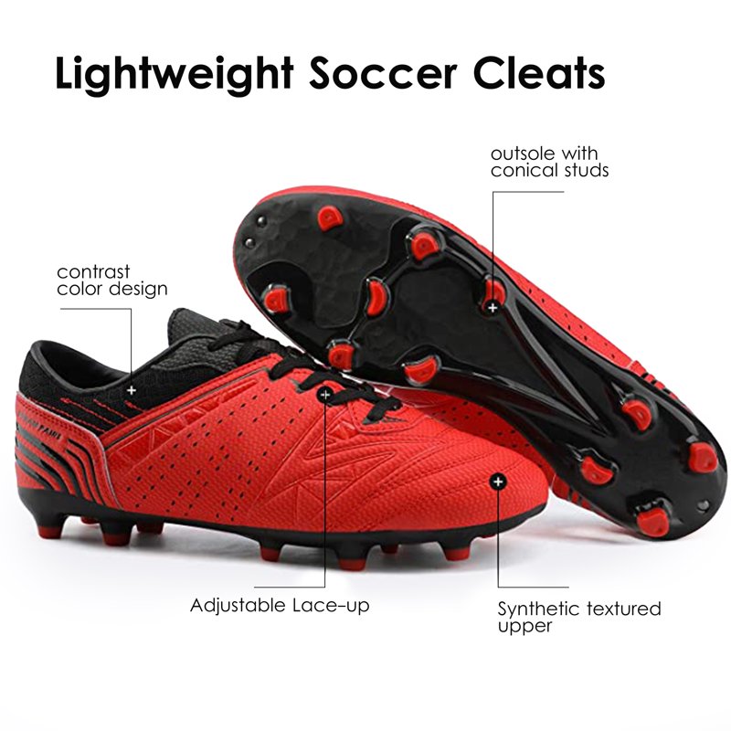 Mens Cleats Football Soccer Shoes - Dream Pairs, Red/Black, Variation 11