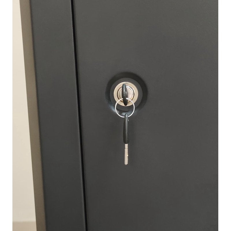 18-Gun Collapsible Rifle Safe with Key Lock - Black Steel Security Cabinet