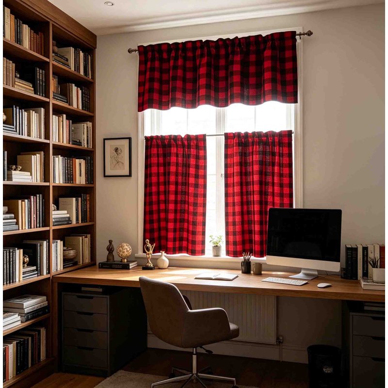 Farmhouse Kitchen Curtains 3-Piece Set Blackout Rod Pocket Window Drapes