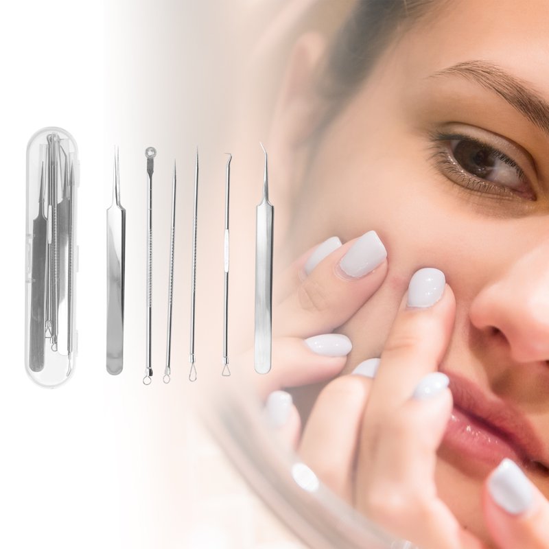 Pimple Extractor Tool Set - Stainless Steel Acne Blemish Remover Kit
