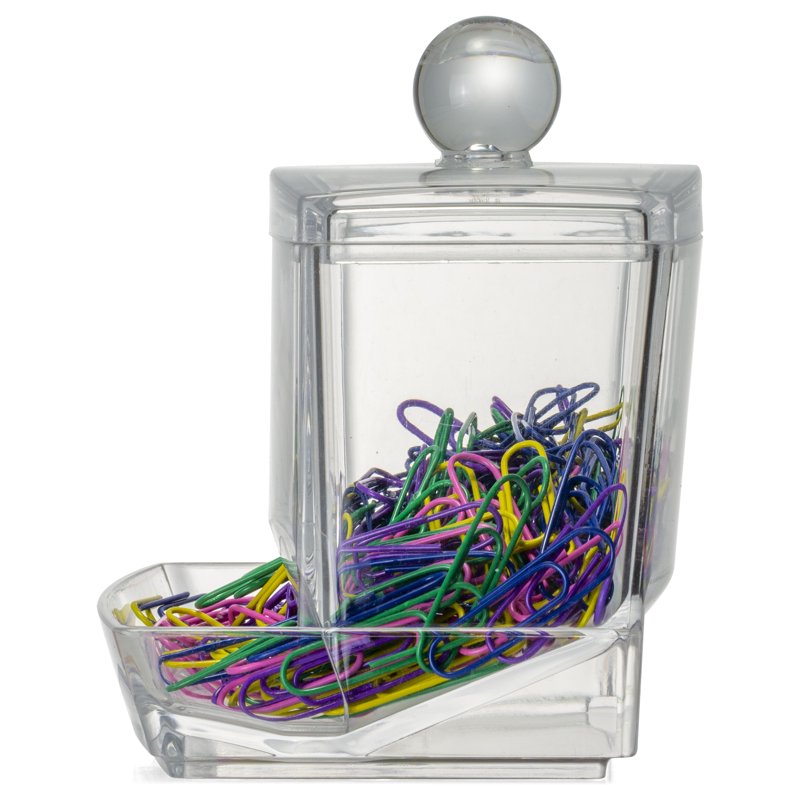 Self-Dispensing Paper Clip Holder with 250 Color Vinyl Clips - Refillable Organizing Desk Accessory