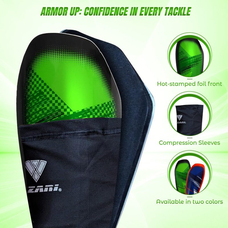 Vizari Slip-In Soccer Shin Guards for Adults and Youth - Lightweight Protective Shin Pads (S, Green/Black)