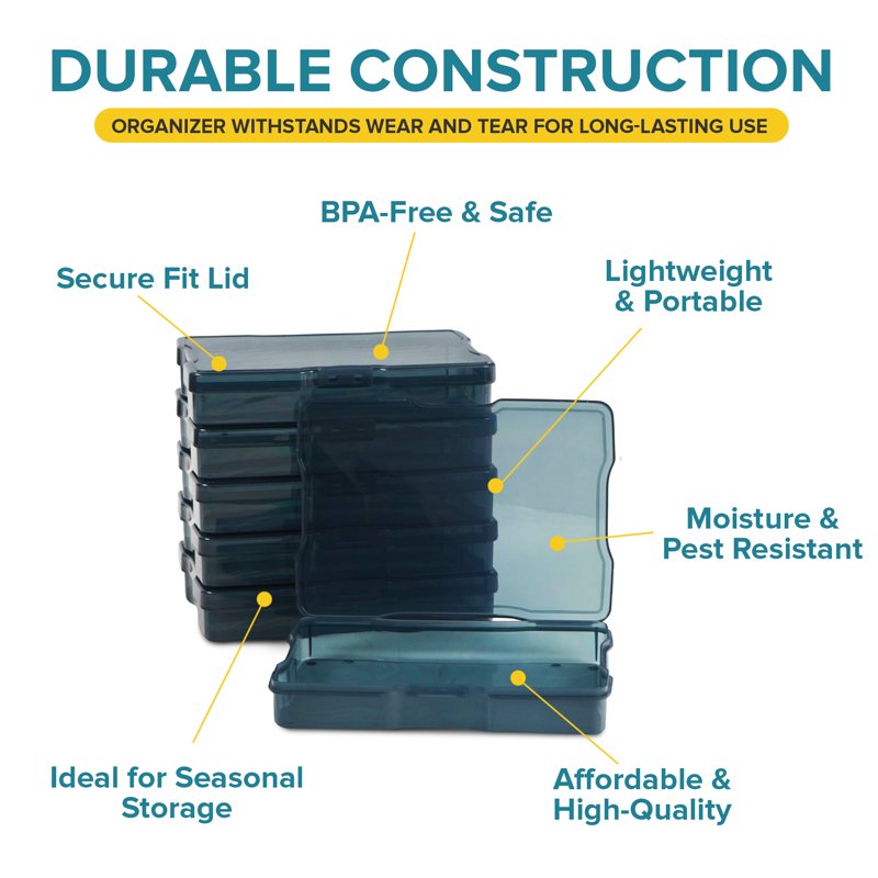 Stackable Craft Storage Containers - 6 Pack Black Art Supply Organizers