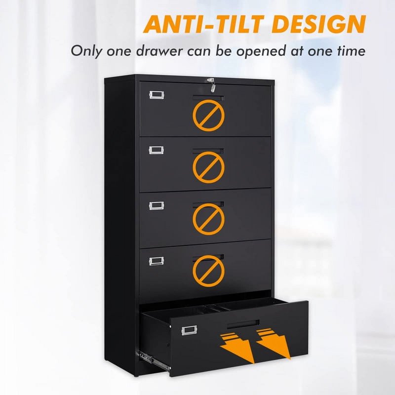 5 Drawer Lockable Metal File Cabinet for Home Office & Business