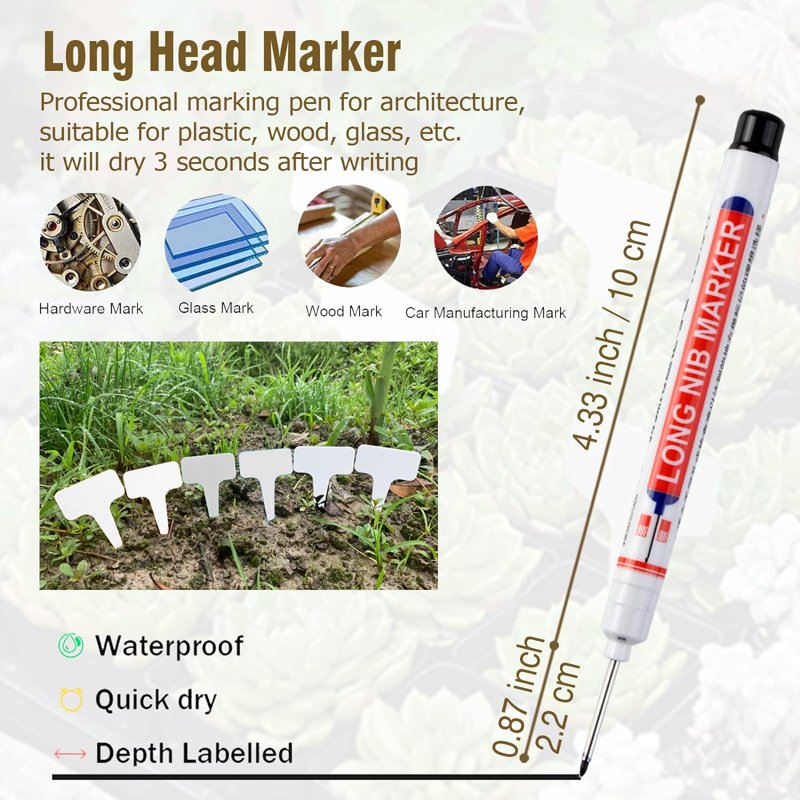 100 Pcs Waterproof Plant Labels Garden Markers with Pen - Outdoor & Reusable