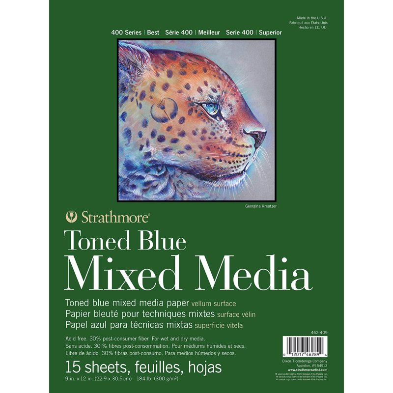 Strathmore 400 Series Mixed Media Pad Toned Blue 15 Sheets 9x12 Inch Pack of 3