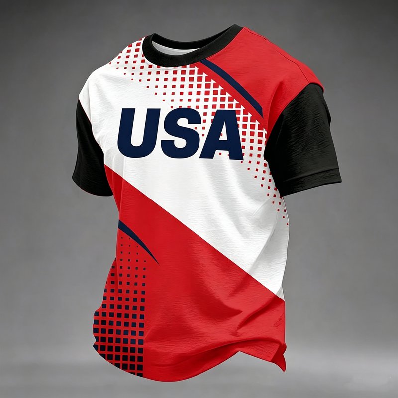 USA Soccer Jersey 2026 Crewneck - Red, Size L | Zimjoy Men's Fan Football Shirt